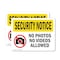 Signmission No Photos Or Video Allowed OSHA Security Notice Sign, Vinyl Decal, 10in W x 7in L, 2PK OS-2PACK-SN-D-710-L-11617 - alternate 1